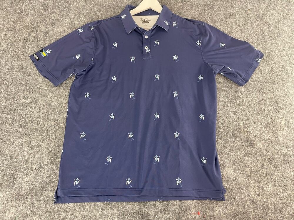 Straight Down Polo Shirt Men's XL Hula Girls Cocktail Bahamas All Over N320